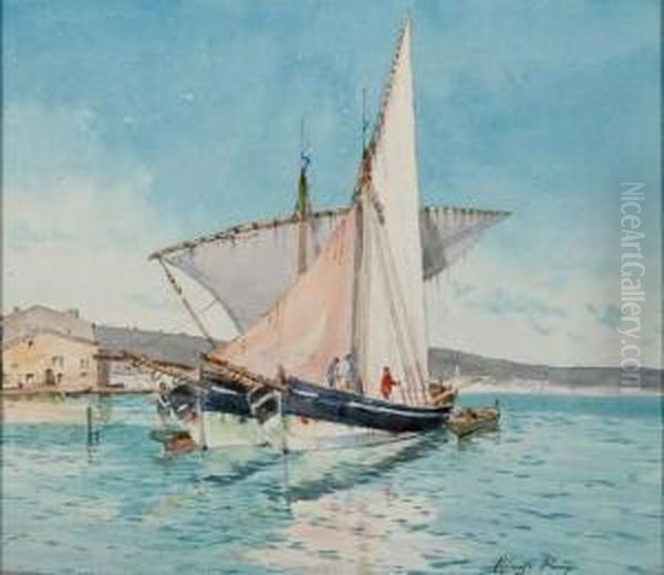 Port Mediterraneen Oil Painting by Alphonse Rey