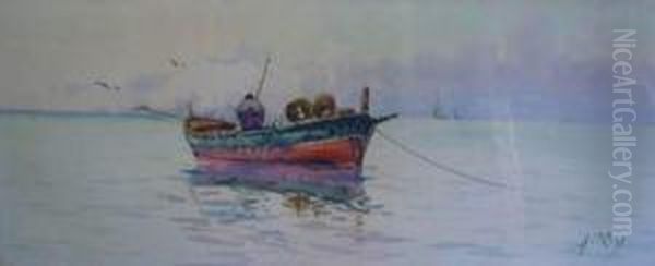 Pecheur En Mer. Oil Painting by Alphonse Rey