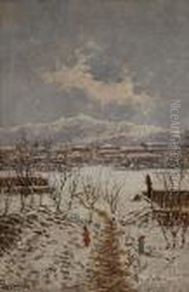 Neve Sul Canavese Oil Painting by Enrico Reycend