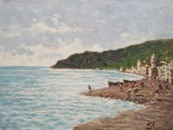 Spiaggia Di Noli Oil Painting by Enrico Reycend