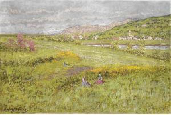 Paesaggio Primaverile Oil Painting by Enrico Reycend