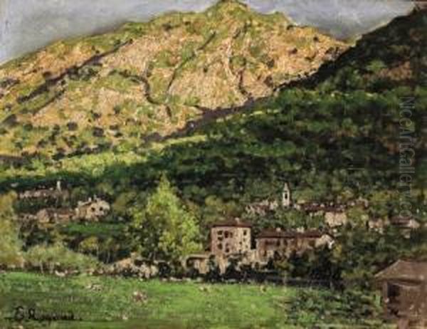 Paese Sotto I Monti Oil Painting by Enrico Reycend