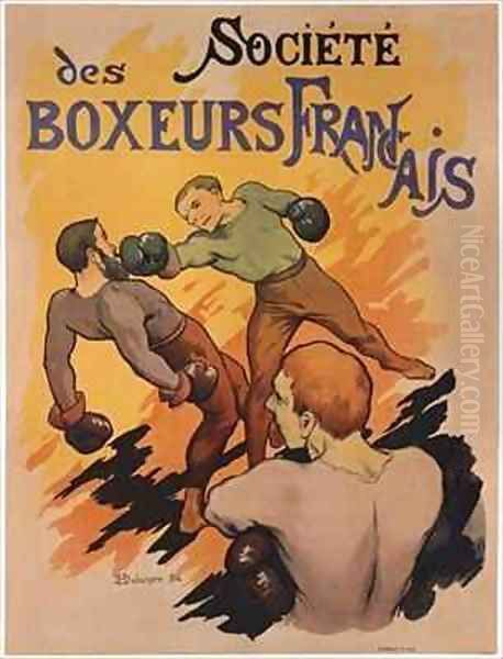 Poster advertising the Societe des boxeurs francais Oil Painting by H. Delaspre