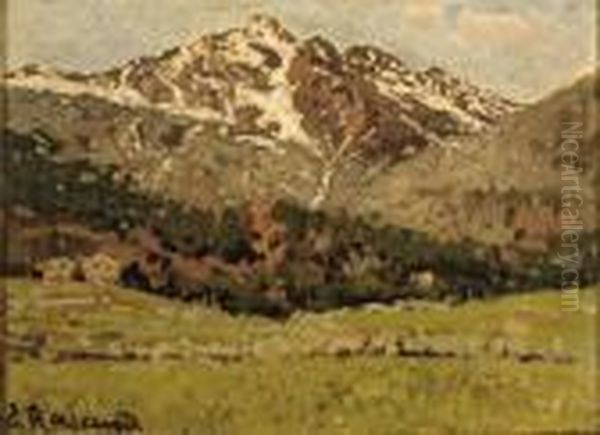 Paesaggio Montano Oil Painting by Enrico Reycend