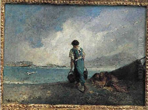 La Porteuse D'eauhuile Sur Toile. Oil Painting by Francois Reynaud