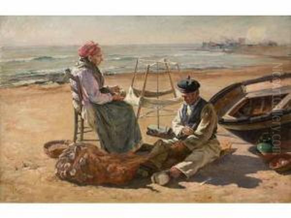 :le Remaillage Des Filets Oil Painting by Marius Reynaud