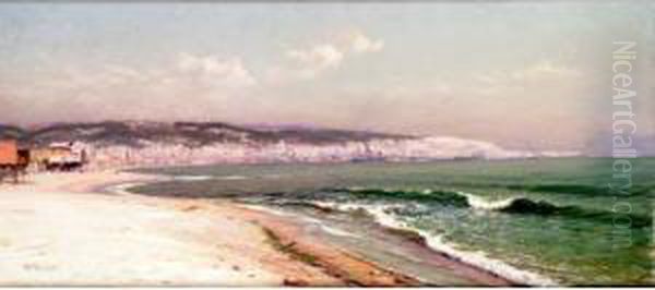 Bord De Plage, Au Fond Alger, Circa 1900 Oil Painting by Marius Reynaud