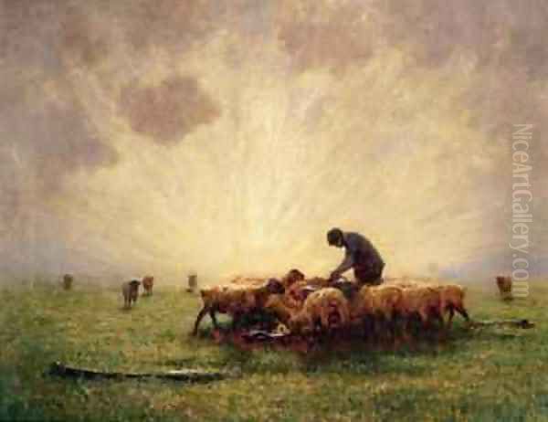 Sunrise the Morning Feed Oil Painting by John Robert Keitley Duff