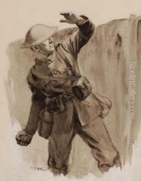 Wwi Soldier Inthe Trenches Oil Painting by Frank Reynolds