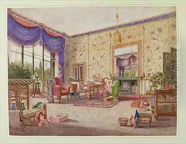 The Chinese Drawing Room Middleton Park Oxfordshire Oil Painting by William Alfred Delamotte