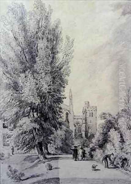 New College Garden Oil Painting by William Alfred Delamotte