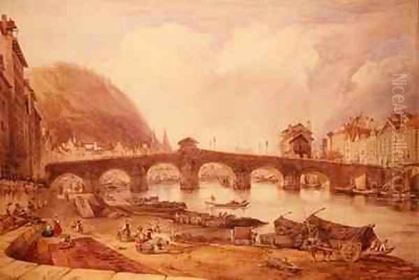 Bridge of Arches Liege Oil Painting by William Alfred Delamotte