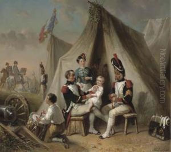 In Napoleon's Camp: Awarding A Medal Oil Painting by Hendricus Engelbertus Reijntjens