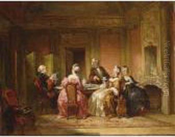 An Important Guest Oil Painting by Hendricus Engelbertus Reijntjens