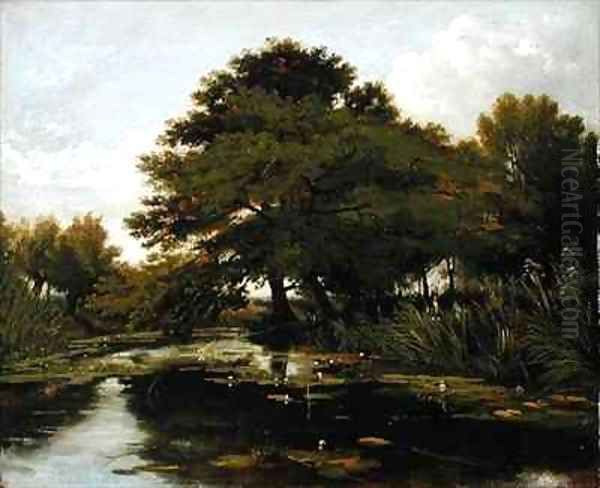 On the Isis Waterperry Oxfordshire Oil Painting by William Alfred Delamotte