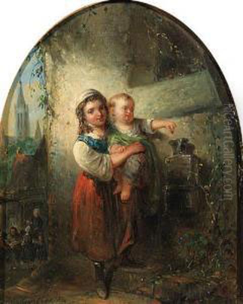 Charity Oil Painting by Hendricus Engelbertus Reijntjens