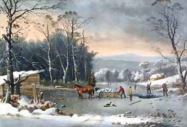 Winter in the Country Getting Ice Oil Painting by Durrie, George