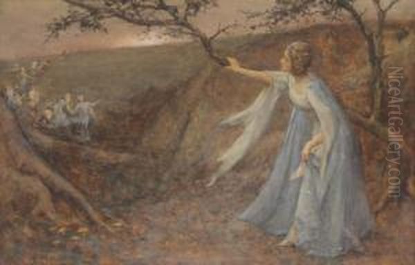 Titania Oil Painting by Henry Maynell Rheam