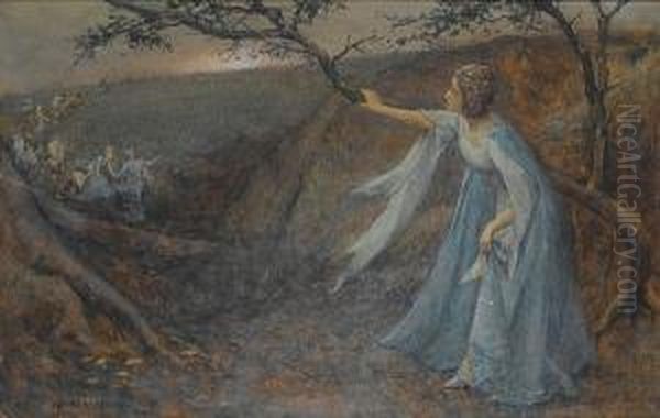 Titania Welcoming Her Fairy Bretheren Oil Painting by Henry Maynell Rheam