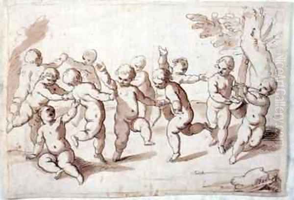 A group of dancing putti Oil Painting by Abraham Jansz. van Diepenbeeck