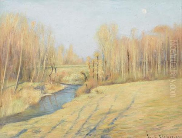 Landschaftspartie Mit Bach Oil Painting by Louis Rheiner