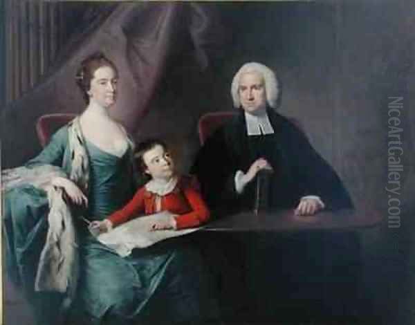 Portrait of Rev John Fountayne of Melton on the Hill his Wife Ann and their Son Thomas Oil Painting by Bernard Downes