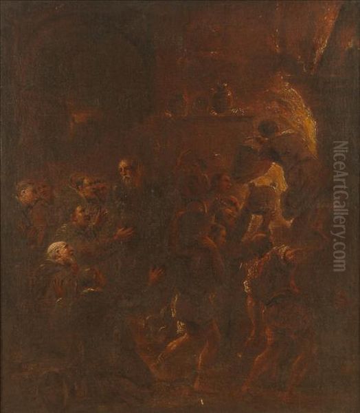 Figures Fighting A Fire Oil Painting by Francisco Ribalta