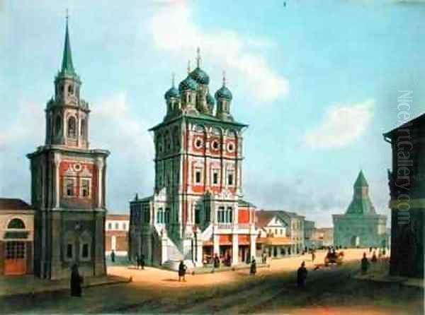 St Nicolas Church at Ilynka Street in Moscow Oil Painting by Isodore Laurent Deroy