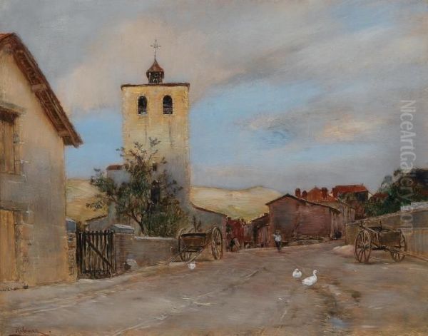 Oche Sulla Strada Di Campagna Oil Painting by Rudolf Ribarz