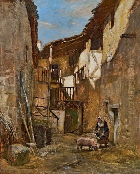 Motiv Aus Chateldon (auvergne) Oil Painting by Rudolf Ribarz