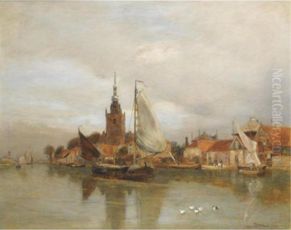 Overschie, Holland Oil Painting by Rudolf Ribarz