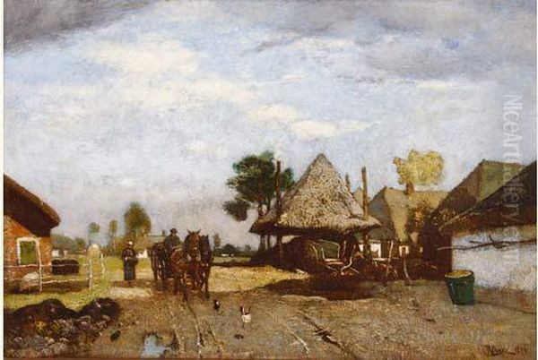 Cour De Ferme Oil Painting by Rudolf Ribarz