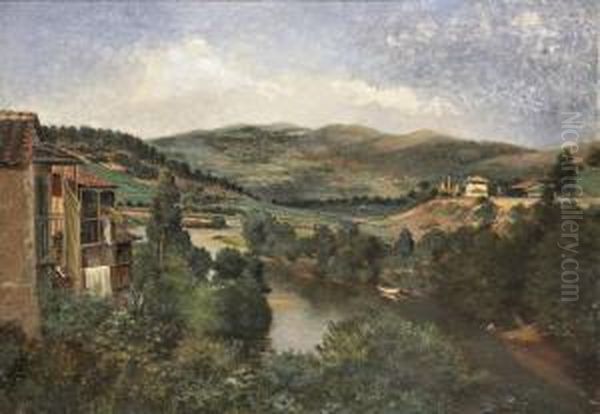 Vista Fluvial Oil Painting by Antonio Ribas Olivier