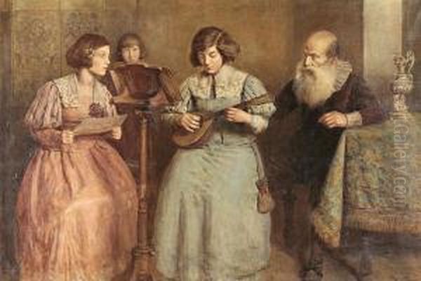 Leccion De Musica Oil Painting by Roman Ribera Cirera