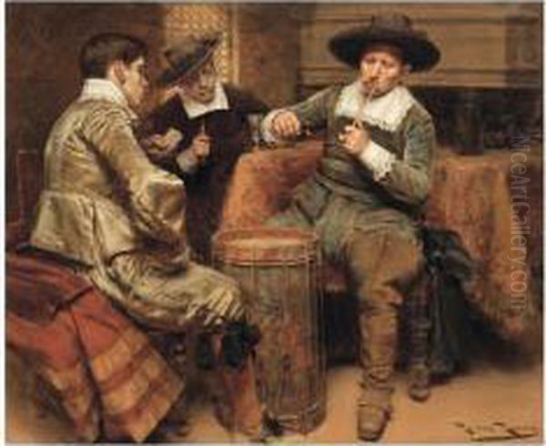 Partida De Cartas (the Card Game) Oil Painting by Roman Ribera Cirera