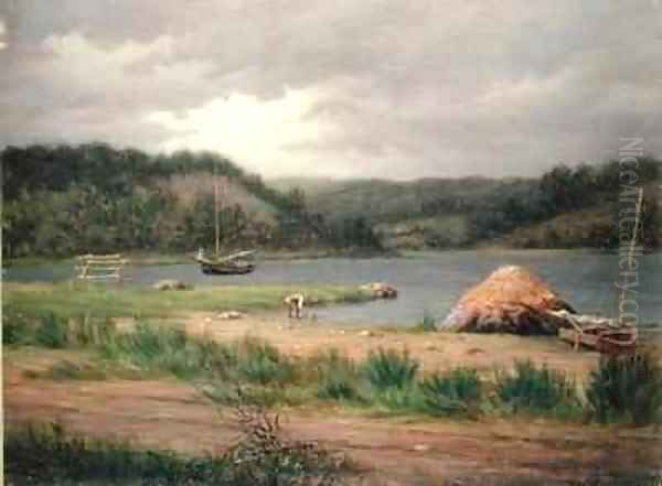 Clamming Long Island Oil Painting by William M Davis