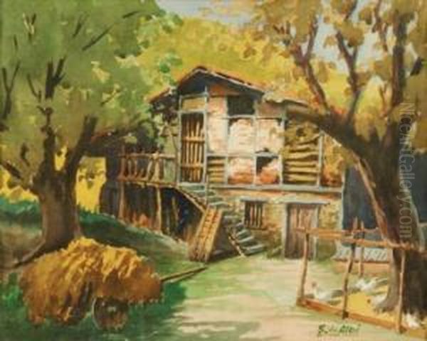 Paisaje Rural Con Granja Oil Painting by Jose Ribera