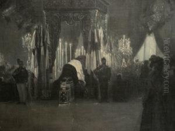 Study Possibly Depicting The Lying In State Of Archduke Franz Ferdinand Of Austria Oil Painting by Pierra Ribera