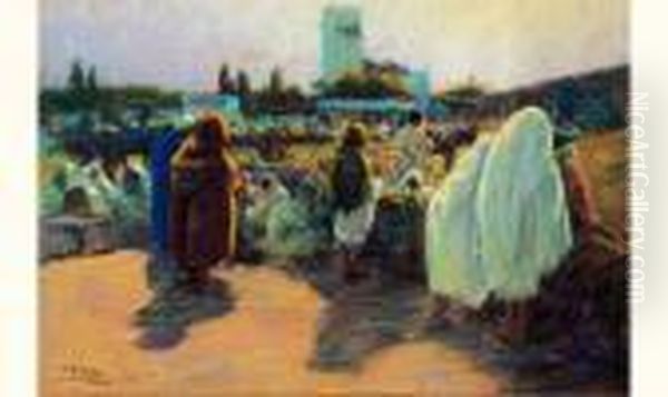 Marche A Tanger Oil Painting by Pierra Ribera