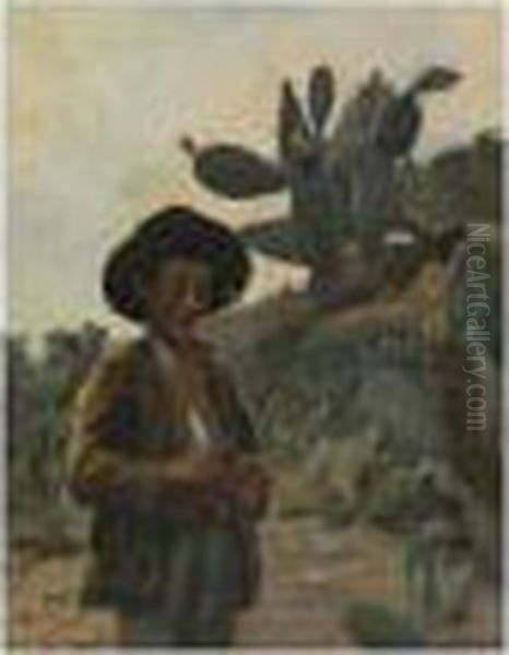 Jeune Garcon Dans Un Champ De Cactus Oil Painting by Pierra Ribera