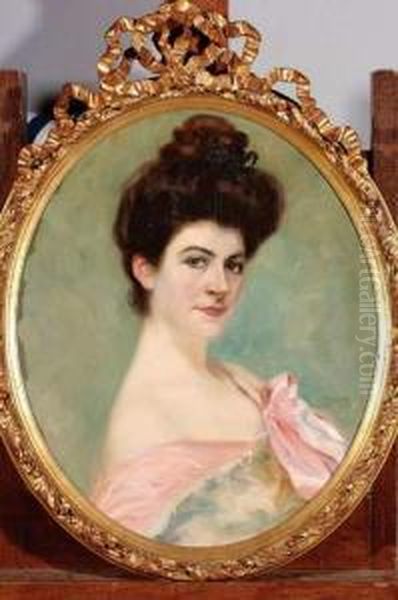 Portrait D'elegante, Circa 1906 Oil Painting by Pierra Ribera