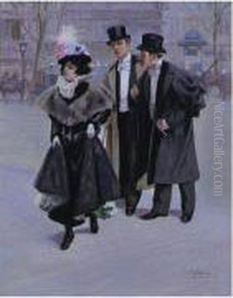 Along The Grand Boulevards At 6 Pm And 6 Am: A Pair Oil Painting by Pierra Ribera