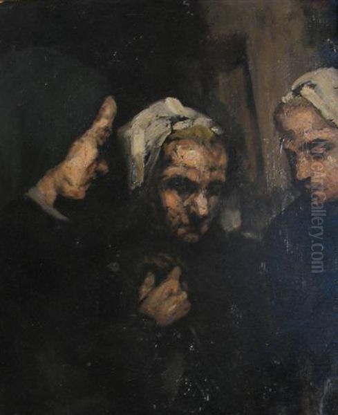 Group Of Women Oil Painting by Germain Theodure Clement Ribot