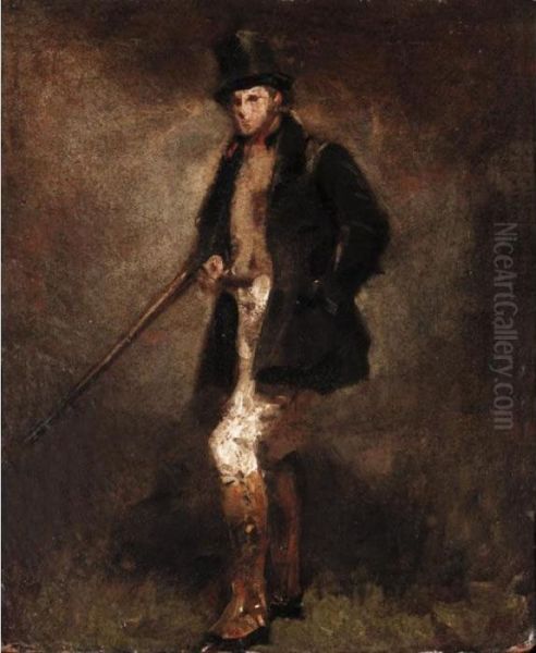 Gentleman With A Rifle Oil Painting by Germain Theodure Clement Ribot