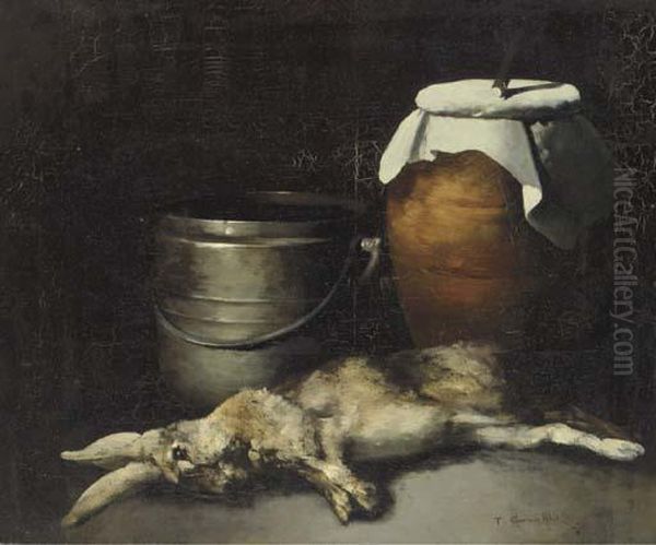 Nature Morte Au Lapin Oil Painting by Germain Theodure Clement Ribot