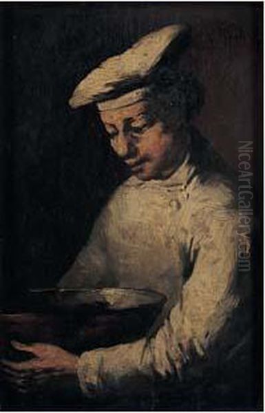 Le Petit Patissier Oil Painting by Germain Theodure Clement Ribot