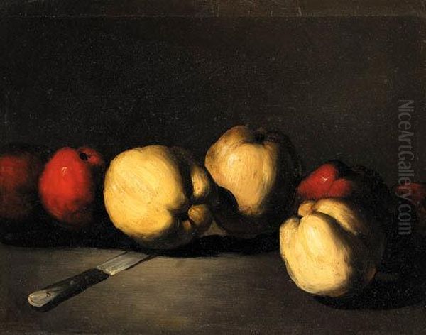 Still Life Of Apples Oil Painting by Germain Theodure Clement Ribot