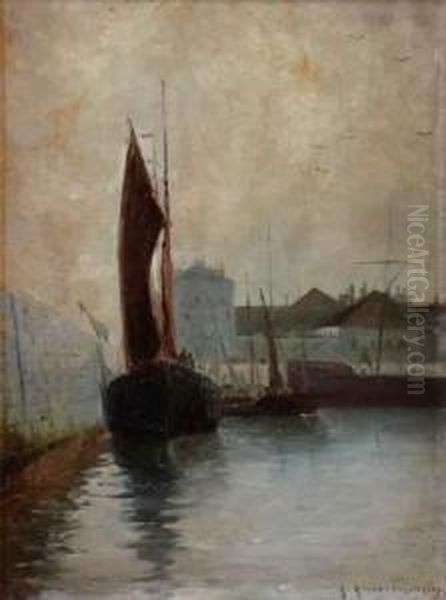 Pecheurs Quittant Le Port Oil Painting by Georges Ricard-Cordingley