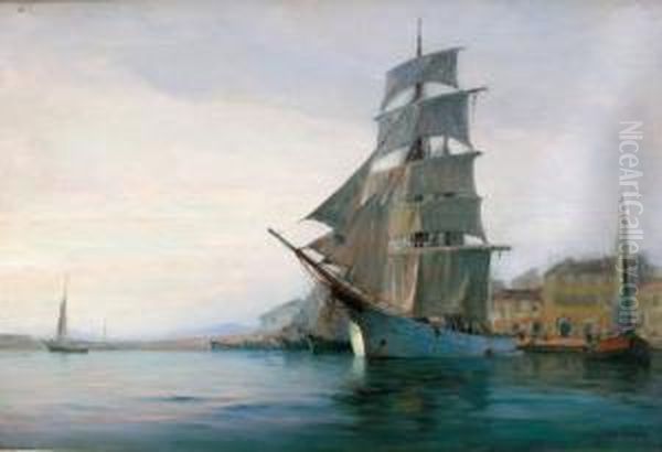 Voiliers Dans Le Port De Saint-tropez Oil Painting by Georges Ricard-Cordingley