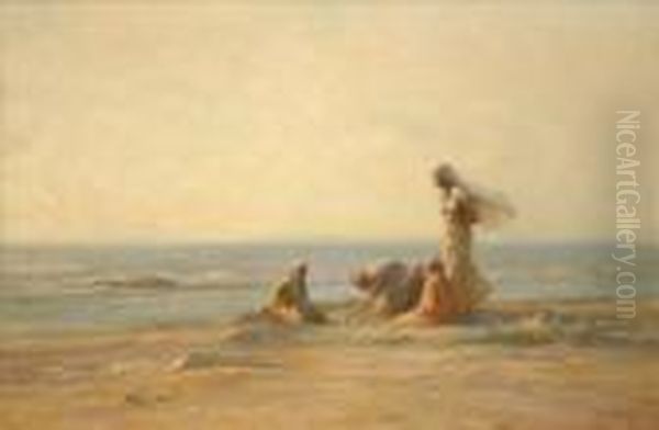 On The Beach Oil Painting by Georges Ricard-Cordingley